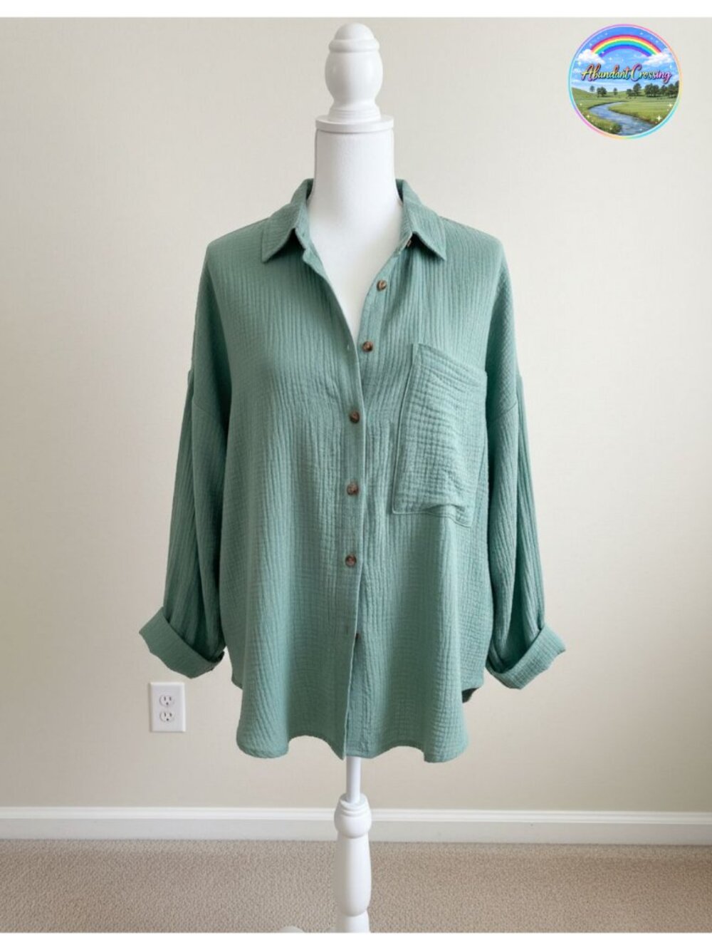 Women's Long Sleeve V-Neck Button Down Blouse Business Casual Top